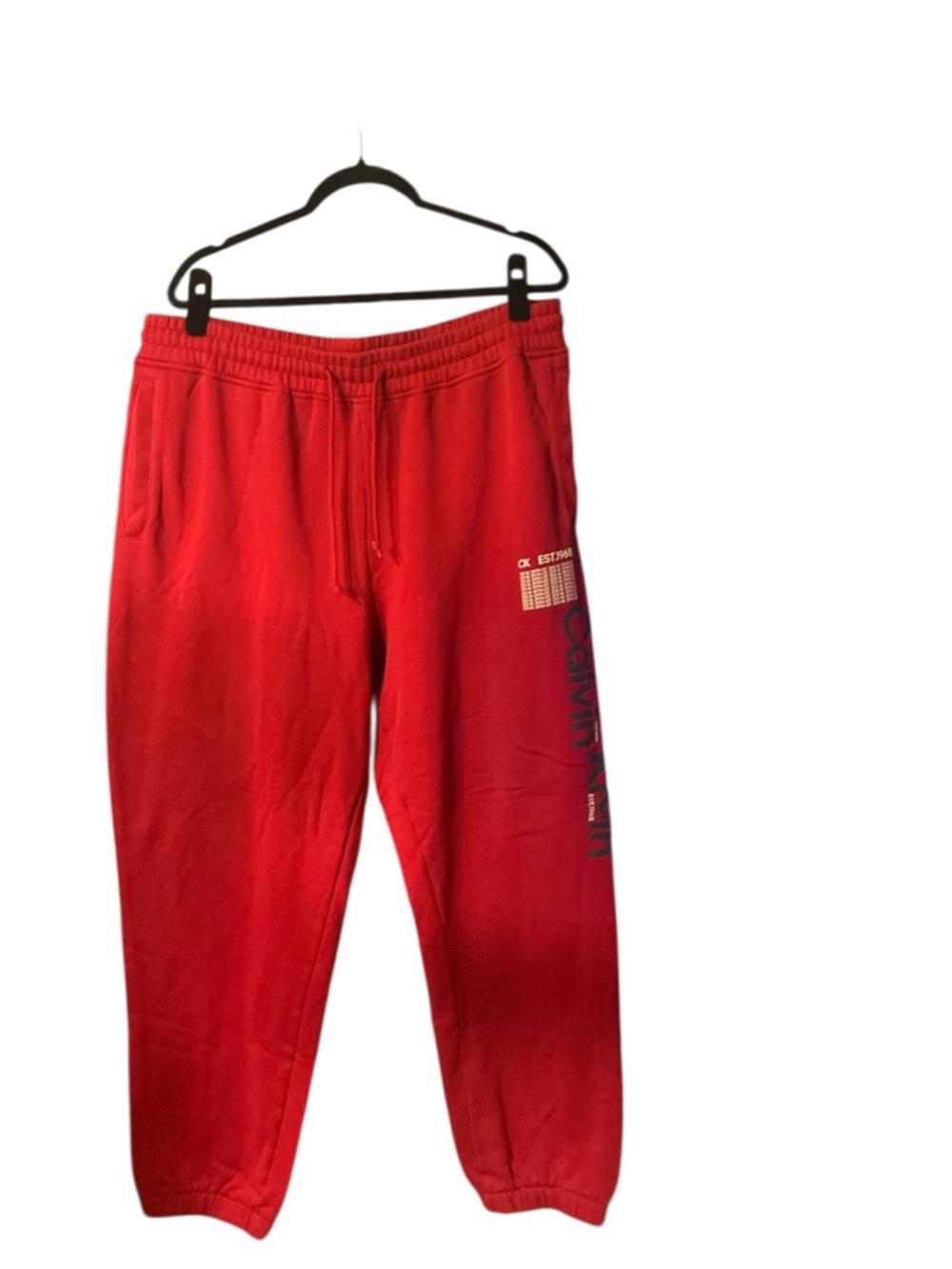 Calvin Klein Red Logo Joggers with Side Branding